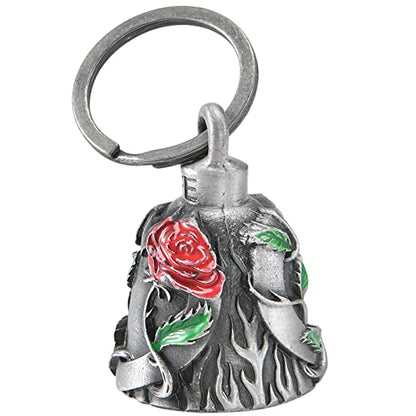 Dream Apparel Motorcycle Bell Guardian Angel Drive Away Gremlin, Biker Bell for Men Women Rider Riding, Good Luck Gift - color: Red Rose