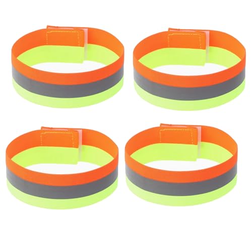 4PCS Reflective Wrist Strap 4x1.5cm Safety Gear Reflective Wristbands High Visibility Bike Ankle Bands Reflector Armband Self-Adhesive Reflective Bands for Walking,Night Sports Two Tone - color: Two Tone, size: 4x1.5cm