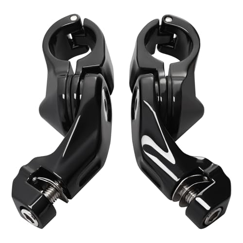 TCMT 32mm 1 1/4" Highway Engine Guard Bar Highway Footpegs Mount Kit Fits For Harley Touring Road King Street Glide Road Glide Electra Glide Softail Sportster Dyna with 1-1/4" Engine Guards - color: Black, size: Short Angled Mounts