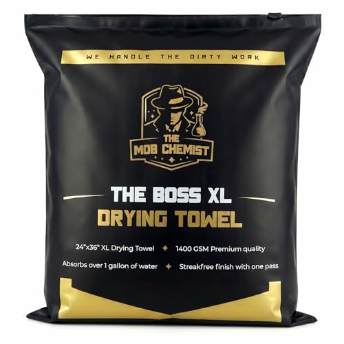The Boss XL Drying Towel, 24” x 36” Twisted Loop Microfiber, 1400 GSM, Ultra Absorbent Premium Car Drying Towel for Cars, Trucks, SUVs, RVs and Motorcycles