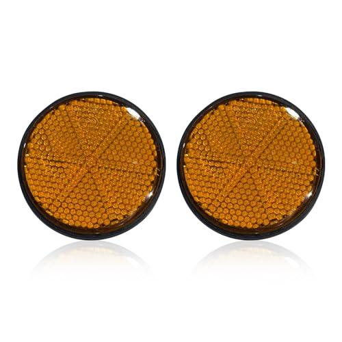 2PCS Motorcycle Reflectors, 2" Round Reflective Warning Reflector, with M6 x 1.0 Screw Mount, Waterproof Plastic Bike Reflectors, Universal Rear Safety Reflector for Most Car, Mailbox(Orange) - color: orange