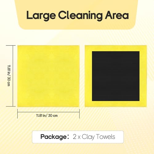 2PCS Clay Towel Auto Detailing, Clay Bar Towel Cloth Auto Detailing for Car (12 x 12 in) (Yellow) - color: Yellow