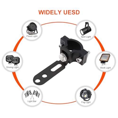 Windance 2pcs Light Bar Mounting Bracket 18.5-27mm/0.72-1.06 inch Aluminum Auxiliary Spotlight Tube Clamp Holder for Motorcycle Scooter Pit Bike ATV UTV Front Fork Bumper Roll Bar Roof Rack (Black) - color: Black