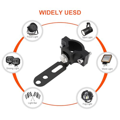 Windance 2pcs Light Bar Mounting Bracket 18.5-27mm/0.72-1.06 inch Aluminum Auxiliary Spotlight Tube Clamp Holder for Motorcycle Scooter Pit Bike ATV UTV Front Fork Bumper Roll Bar Roof Rack (Black) - color: Black