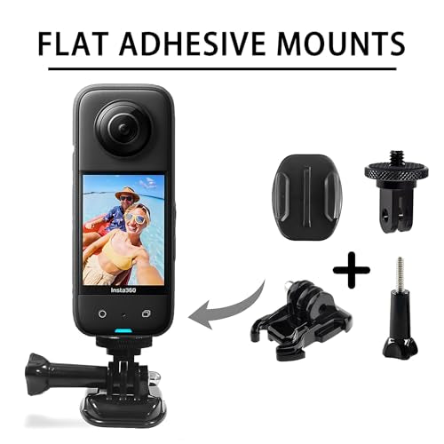 Flexible Adhesive Mount for Insta 360 ACE Pro X5 X4 X3 X2 X RS R GO 3S 2, Helmet Sticky Mounts Buckle Mount Screw Accessory Kit Compatible with GoPro Hero 13 Max Session and DJI Osmo Action Cameras