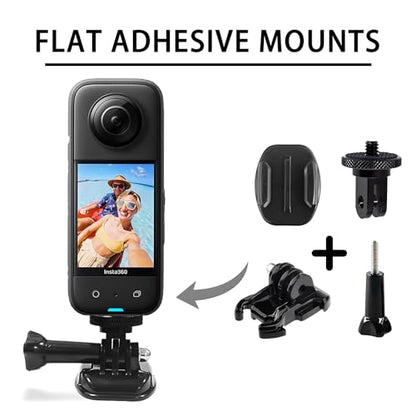 Flexible Adhesive Mount for Insta 360 ACE Pro X5 X4 X3 X2 X RS R GO 3S 2, Helmet Sticky Mounts Buckle Mount Screw Accessory Kit Compatible with GoPro Hero 13 Max Session and DJI Osmo Action Cameras