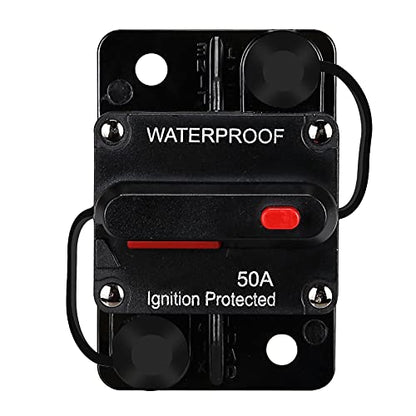 Generic 50 Amp Waterproof Circuit Breaker,Fuse Holder,Audio Circuit Breaker,with Manual Reset,12V-48V DC,30A-300A,for Automotive Marine Boat Audio System Current Overload Protection - color: WE50A
