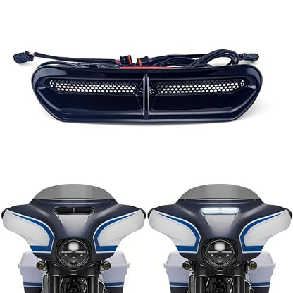 FATECIM Dynamic LED Motorcycle Batwing Fairing Vent Insert Lights for Harley Touring Street Glide Ultra Limited Electra Glide FLHX FLHTK 2014-2023 (Black with White Running Light & Amber Turn Signal) - color: Black