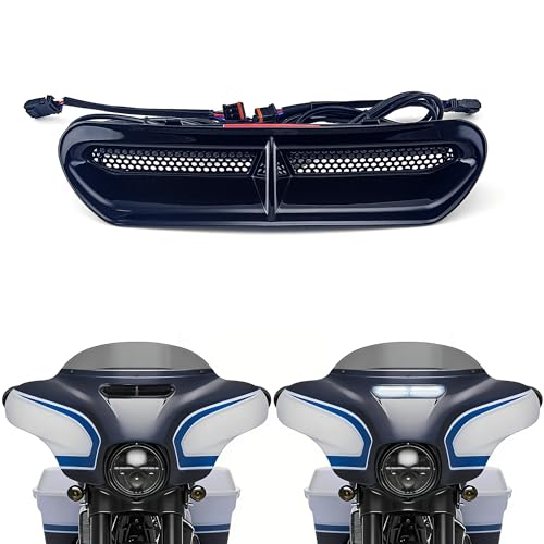 FATECIM Dynamic LED Motorcycle Batwing Fairing Vent Insert Lights for Harley Touring Street Glide Ultra Limited Electra Glide FLHX FLHTK 2014-2023 (Black with White Running Light & Amber Turn Signal) - color: Black