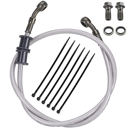 Silver Motorcycle Braided Steel Brake Clutch Oil Hoses Line Pipe Pipe for ATV Pit Dirt Bike Go Kart (Oil Hose Length 90cm)