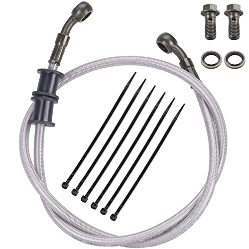 Silver Motorcycle Braided Steel Brake Clutch Oil Hoses Line Pipe Pipe for ATV Pit Dirt Bike Go Kart (Oil Hose Length 90cm)