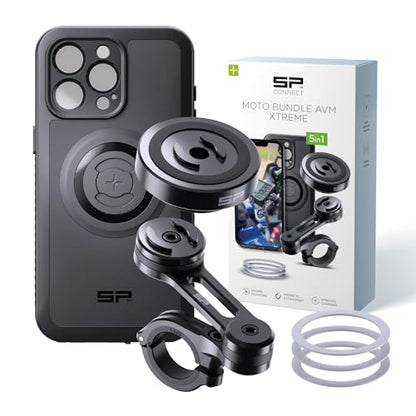SP CONNECT Moto Bundle II AVM Xtreme | SPC+ |Compatible with iPhone 15 Pro Max | Phone Mount for Motorcycle | Motorcycle Phone Holder | Handlebars - style: for iPhone 15 Pro Max