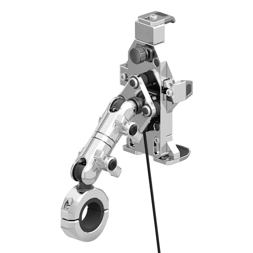Tackform Aluminum Motorcycle Adventure Phone Mount - Vibration Dampening and Wireless Charging | Fits 7/8" to 1-1/4" Handlebars | Compatible with iPhone, Galaxy, More | 3.5" Long Arm | Chrome - color: Chrome, size: 7/8" to 1-1/4"