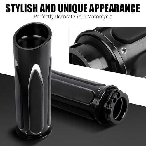 JMTBNO Motorcycle Grips 1" 25mm Handlebar Hand Grips Compatible with Harley Touring Road King Street Glide Electra Glide Road Glide Street Bobber Softail Fatboy - color: Black