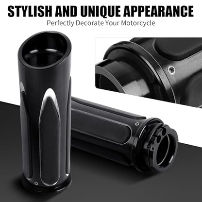 JMTBNO Motorcycle Grips 1" 25mm Handlebar Hand Grips Compatible with Harley Touring Road King Street Glide Electra Glide Road Glide Street Bobber Softail Fatboy - color: Black