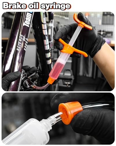 Brake Bleed Kit for Shimano & SRAM, Hydraulic Bike Brake Bleeding Tool Kit for MTB & Road Bikes, Includes 10 Brass Connectors, Visual Oil Cup & Storage Base | Hydraulic Disc Brake Bleed Kit with 10 Brass Connectors - size: Compatible with 200+ Models