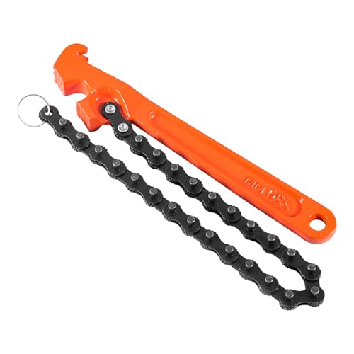 9 Inch Reversible Chain Wrench - High Carbon Steel Oil Filter Tool with Adjustable Grip for 7.5 Inch Diameter Pipes - size: 9in