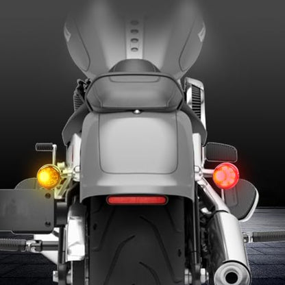 Chrome Bullet Rear LED Turn Signals, Motorcycle Brake Taillights 12V Tail Lights Compatible with Halrey Sportster 1200 883 Softail Fatboy 1990-2024 - color: Chrome