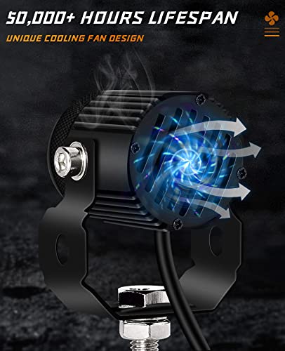 Zmoon Motorcycle LED Driving Fog Lights 60W White and Amber LED Pods Projector Lights 1.3" Aux Spotlight, Compatible with Tractor Truck ATV UTV SUV Boat etc. (2 pack)