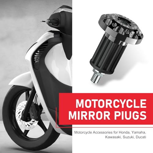 2 PCS Motorcycle Bar End Plug, Metal Rustproof Handlebar Grip End Caps, Personalized Moto Grips Ends Replacement, Universal for Most Dirt Bikes Motorcycle (Black) - color: Black