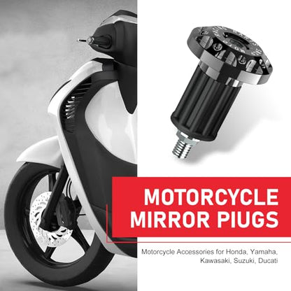 2 PCS Motorcycle Bar End Plug, Metal Rustproof Handlebar Grip End Caps, Personalized Moto Grips Ends Replacement, Universal for Most Dirt Bikes Motorcycle (Black) - color: Black