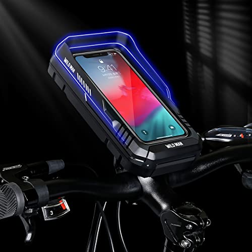 WILD MAN 360° Rotation Quick Release Bike Phone Holder Type Bike Handlebar Bag with Touch Screen for Motorcycle Road Bike MTB Mountain Bicycle Cycling (Black,FK1)