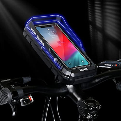 WILD MAN 360° Rotation Quick Release Bike Phone Holder Type Bike Handlebar Bag with Touch Screen for Motorcycle Road Bike MTB Mountain Bicycle Cycling (Black,FK1)
