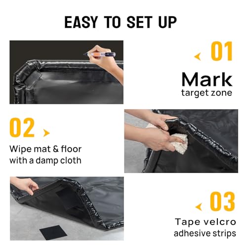 TUFFIOM Containment Mat w/Squeegee, 7'9" x 16' Garage Floor Mats for Under Car, Heavy Duty Waterproof Car Parking Mats for Snow Ice Rain Mud Oil - size: 7'9" x 16'