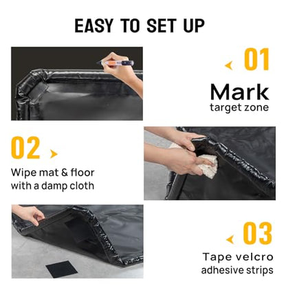 TUFFIOM Containment Mat w/Squeegee, 7'9" x 16' Garage Floor Mats for Under Car, Heavy Duty Waterproof Car Parking Mats for Snow Ice Rain Mud Oil - size: 7'9" x 16'