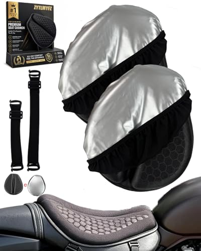 Motorcycle Seat Cushion Gel Pad Passenger Breathable Shock Absorption Waterproof 3D Honeycomb Rider Universal Long Rides Touring Comfort Anti Slip Pressure Relief Soft Durable Cover(Style B(2pcs)) - color: Style B(2pcs)
