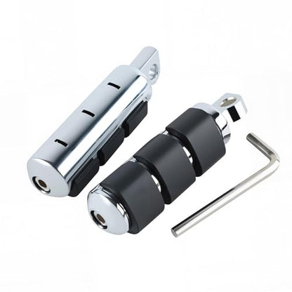 Chrome Anti-Vibration Foot Pegs Compatible with Harley Softail Sportster Dyna Touring Models - Heavy Duty Rubber O-Ring Footpegs with Male Mount Support for Highway Cruising & Custom Choppers - color: Chrome#14