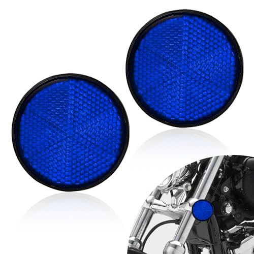 2PCS Motorcycle Warning Reflectors, Safety Reflectors, 2" Motorcycle Scooter ATV Round Reflective Accessories, M6x1.0 Plastic Screw Mount Reflective Warning for Trailer Bike Mailbox (Blue) - color: Blue