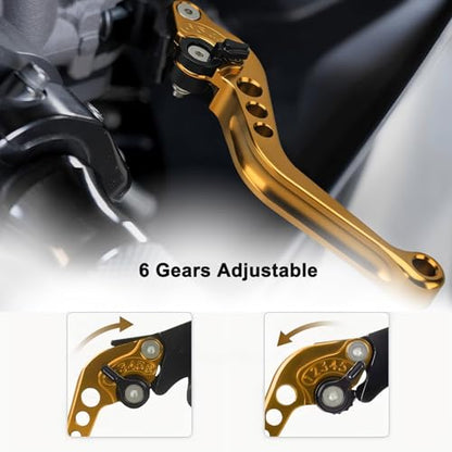 Universal Motorcycle Brake Lever 7/8" 22mm Handlebar CNC Hydraulic Master Cylinder Reservoir Clutch Pump Left & Right Set - color: Gold