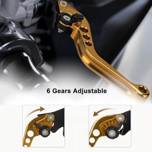 Universal Motorcycle Brake Lever 7/8" 22mm Handlebar CNC Hydraulic Master Cylinder Reservoir Clutch Pump Left & Right Set - color: Gold