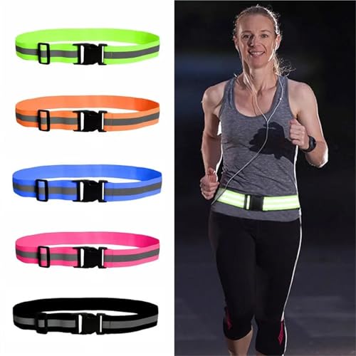 2 PcsReflective Belt Adjustable Waist Strap High Visibility Safety Reflective Gear for Cycling Jogging - color: Blue