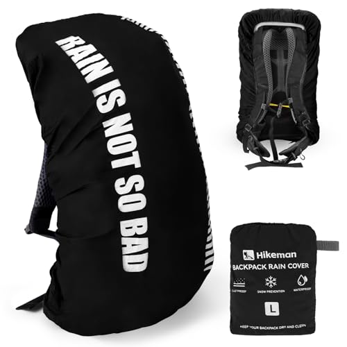 HIKEMAN Waterproof Backpack Rain Cover-Bag Rain Cover(20-30L), Upgraded Anti-Slip Buckle Straps with Rubber Band, Ultralight Compact Portable for Hiking,Camping,Cycling,Travel - color: Black, size: Large