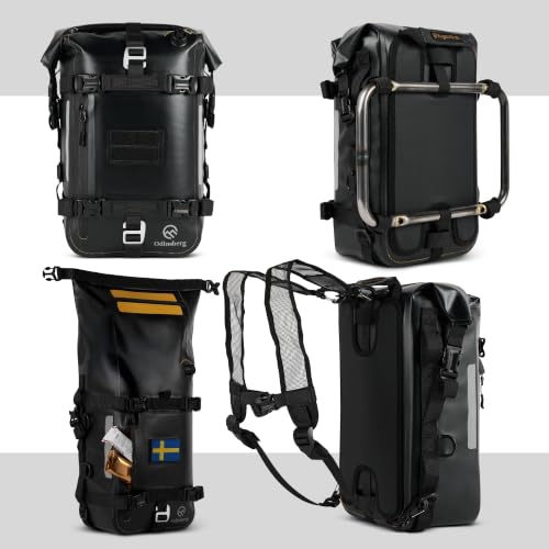 Odinsberg 15L 100% Waterproof Motorcycle Tail Bag – All in one Dry Bag Saddlebag Pannier Backpack Luggage for Sissy Bar Rear Rack and Seat for Motorcycle Dirt Bike Bag ATV ADV - size: 15L/M