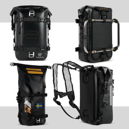 Odinsberg 15L 100% Waterproof Motorcycle Tail Bag – All in one Dry Bag Saddlebag Pannier Backpack Luggage for Sissy Bar Rear Rack and Seat for Motorcycle Dirt Bike Bag ATV ADV - size: 15L/M