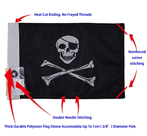 Durable Motorcycle Flag Pirates Jolly Roger Skull And Crossbones 6 x 9 Inch - color: Crossbones, size: 6X9