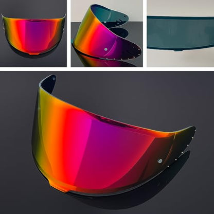 Shoei RF1400 X15 Helmet Visor Replacement Shield, Anti-Fog Sun Shield Accessory Compatible with RF-1400, X15, CWR-2, Z8, X-SPR PRO(Purple Gold Red) - color: Purple Gold Red