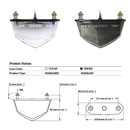 Universal Smoke Integrated Motorcycle 25 LED Tail Light with Turn Signal Position Brake-Stop Alert Function for Dirt Bike Buggy Chooper Cruiser ATV(Smoke/Stop Alert) - color: Smoke/Stop Alert