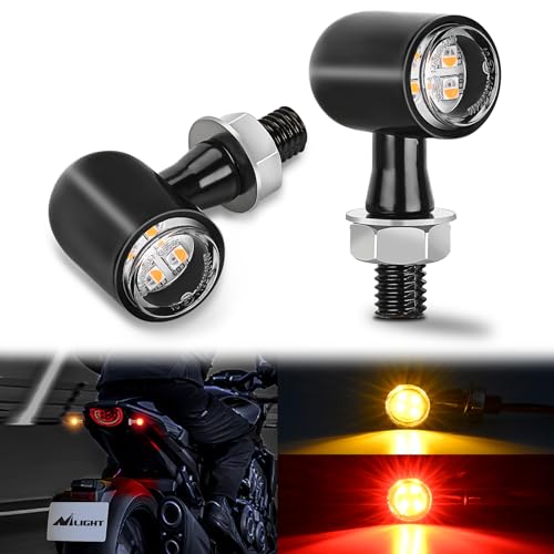 Nilight Motorcycle Rear LED Turn Signals Brake Tail Light Red Yellow Beam Mini Size Blinkers Compatible with Harley Honda Kawasaki Suzuki Triumph Yamaha Cruiser - color: Motorcycle Turn Signal Light Red/Amber