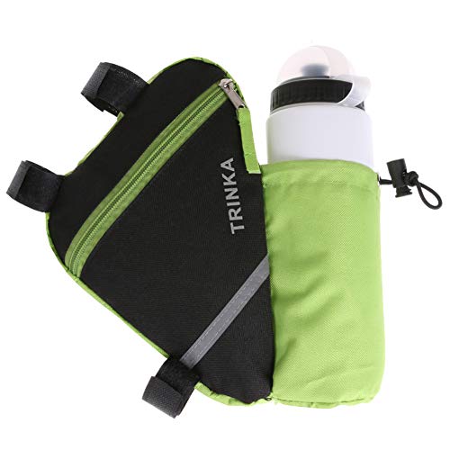 Bike Frame Bag,Bike Bag and Water Bottle Holder, Bicycle Triangle Bag for MTB Road Bike,Cycling Bike Accessories - color: Green