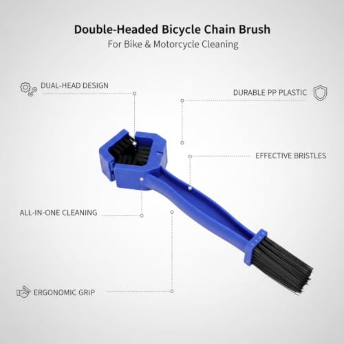 Double-Headed Bicycle Chain Brush for Bike & Motorcycle Cleaning, Durable PP Plastic Tool - color: Blue