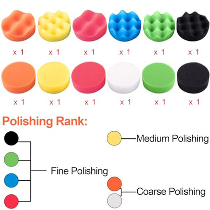 SIQUK 16 Pieces Buffing Pads 6 Inch Car Polishing Pad Kit Foam Polish Pads Wax Buffer Polisher Attachment for Drill - size: 6 Inch