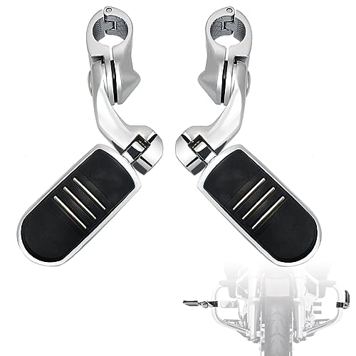 FOVPLUE 1.25" Highway Footpegs,Short Angled Adjustable Highway Pegs w/Mount for Harley Touring Street Glide Electra Glide Road King Softail CVO Dyna Trike VRSC Sportster w/1-1/4" Engine Guard,Chrome#3 - color: For Streamliner Footpegs/Chrome