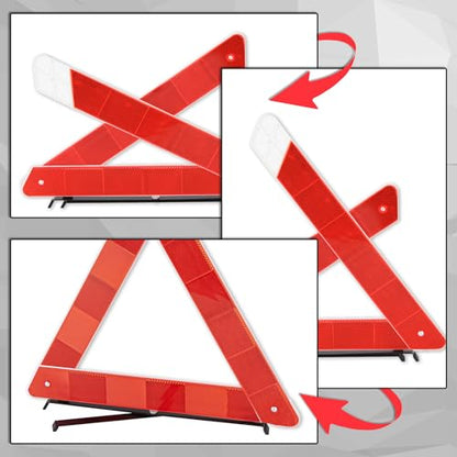 CARTMAN 3 Pack Warning Triangle Reflective Warning Road Safety Triangle Kit with Reinforced Cross Base and Carrying Case - size: Cross Base