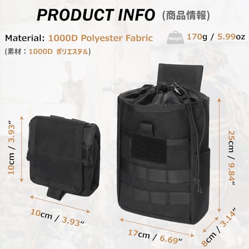 Azarxis Tactical Mini Belt Pouches, Multi-Purpose Small Battery Case Compact Utility EDC Card Slot Holder Waist Bags Military Molle Pack Sundries Storage Pack - color: #06 Black