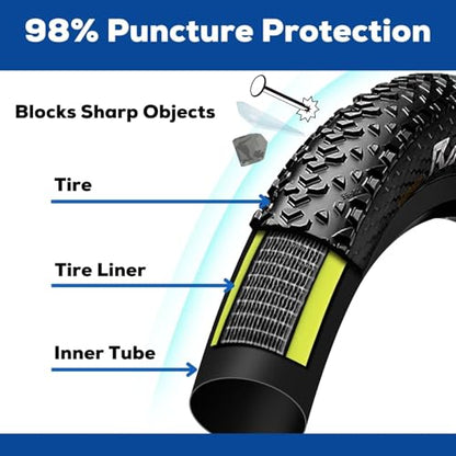 Corki Cycles Bike Tube Flat Protectors and Tire Liners Self Adhesive, Fits Width 1.35-2.4” 12 14 16 18 20 24 26 27.5 29 & 700c Mountain Road Bicycles, 2-Pack - size: 1.50 in Liner for 1.95 - 2.125 in Tire Width