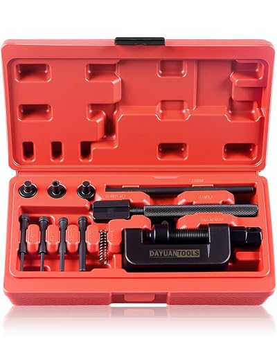 DAYUAN 13 pcs Motorcycle Chain Breaker Set, Chain Removal Tool Chain Cutter and Riveter Kit for Cam and 35 to 630 Chains - color: Red
